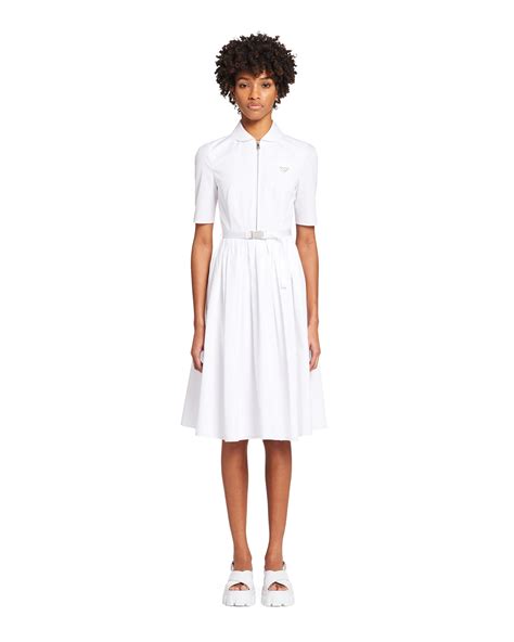 white prada dress|prada ribbed cotton dress.